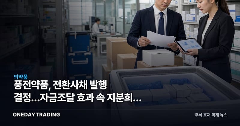 풍전약품, 전환사채 발행 결정…자금조달 효과 속 지분희석 우려