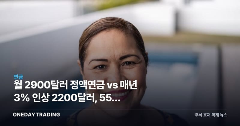 월 2900달러 정액연금 vs 매년 3% 인상 2200달러, 55세 은퇴자의 연금 선택법