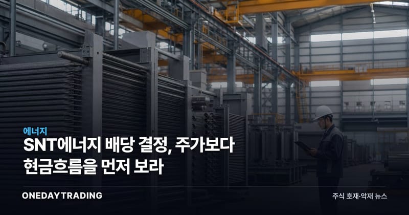 SNT에너지 배당 결정, 주가보다 현금흐름을 먼저 보라