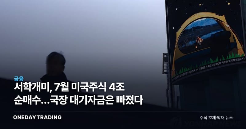 서학개미, 7월 미국주식 4조 순매수…국장 대기자금은 빠졌다