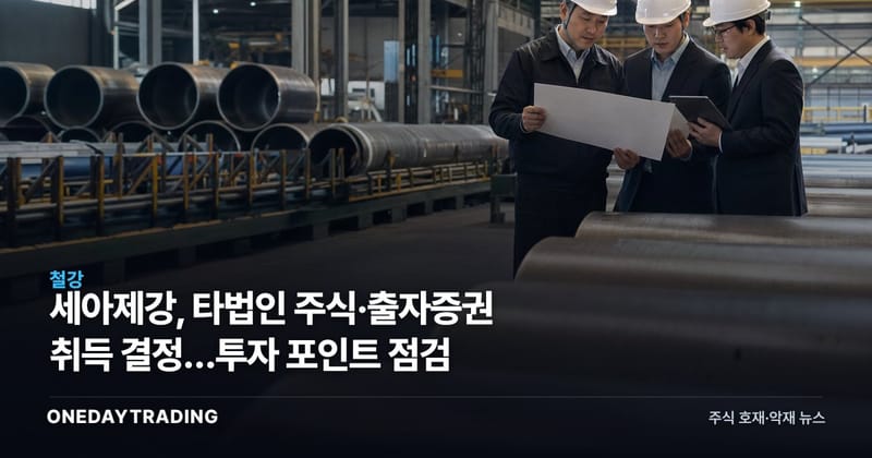 세아제강, 타법인 주식·출자증권 취득 결정…투자 포인트 점검