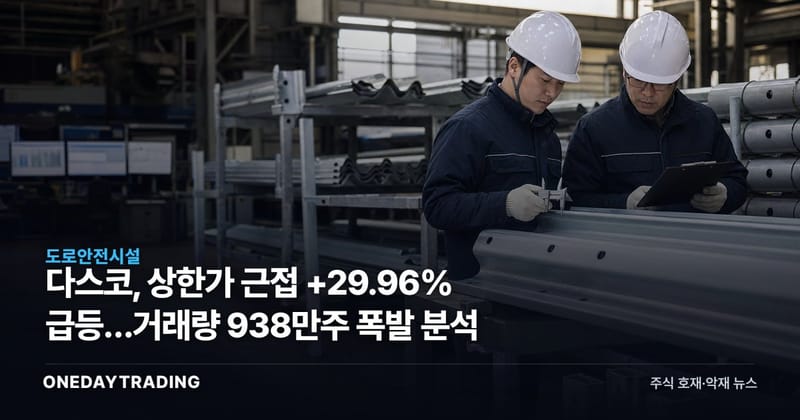 다스코, 상한가 근접 +29.96% 급등…거래량 938만주 폭발 분석