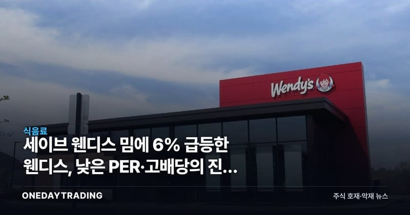 세이브 웬디스 밈에 6% 급등한 웬디스, 낮은 PER·고배당의 진짜 의미