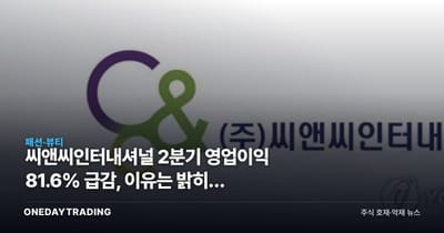 씨앤씨인터내셔널 2분기 영업이익 81.6% 급감, 이유는 밝히지 않았다