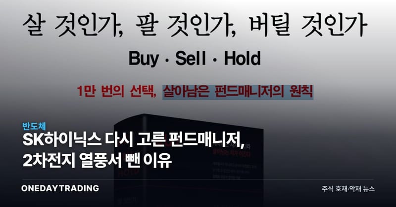 SK하이닉스 다시 고른 펀드매니저, 2차전지 열풍서 뺀 이유