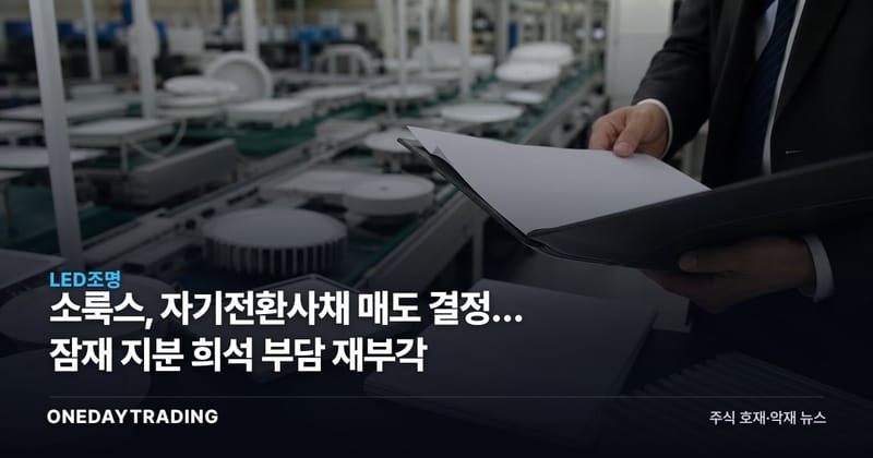 소룩스, 자기전환사채 매도 결정… 잠재 지분 희석 부담 재부각