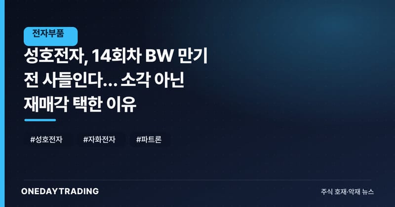 성호전자, 14회차 BW 만기 전 사들인다… 소각 아닌 재매각 택한 이유
