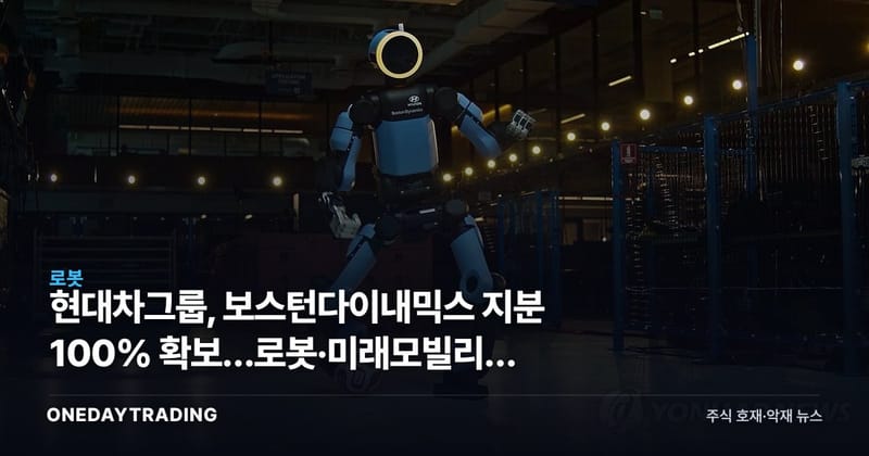 현대차그룹, 보스턴다이내믹스 지분 100% 확보…로봇·미래모빌리티 베팅 가속