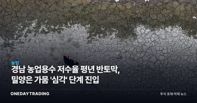 경남 농업용수 저수율 평년 반토막, 밀양은 가뭄 '심각' 단계 진입