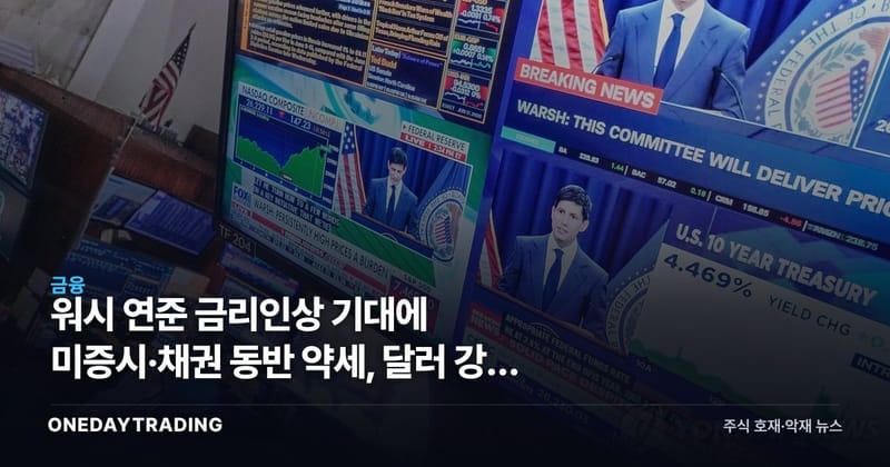 워시 연준 금리인상 기대에 美증시·채권 동반 약세, 달러 강세 — 한국 투자자 영향