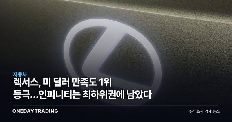 렉서스, 美 딜러 만족도 1위 등극…인피니티는 최하위권에 남았다