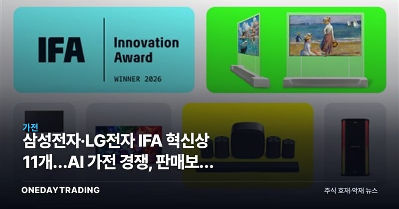 삼성전자·LG전자 IFA 혁신상 11개…AI 가전 경쟁, 판매보다 수익성이 관건