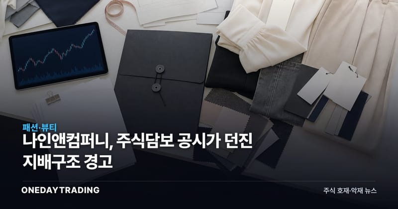 나인앤컴퍼니, 주식담보 공시가 던진 지배구조 경고