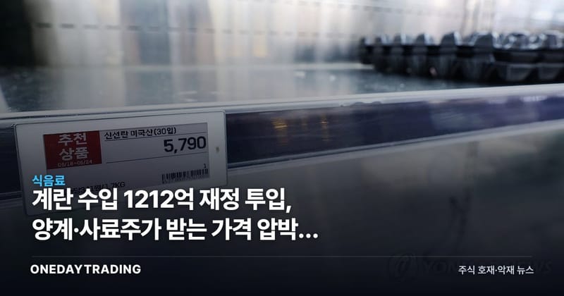 계란 수입 1212억 재정 투입, 양계·사료주가 받는 가격 압박과 규제 변수
