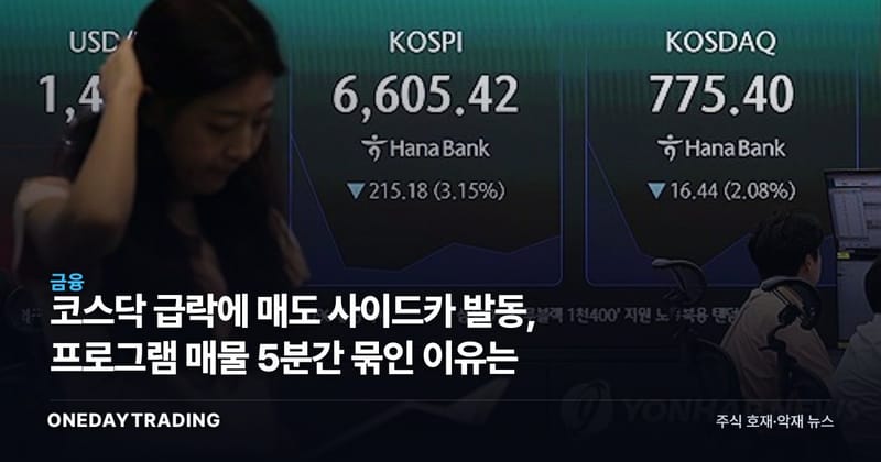 코스닥 급락에 매도 사이드카 발동, 프로그램 매물 5분간 묶인 이유는