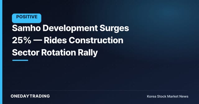 Samho Development Surges 25% — Rides Construction Sector Rotation Rally