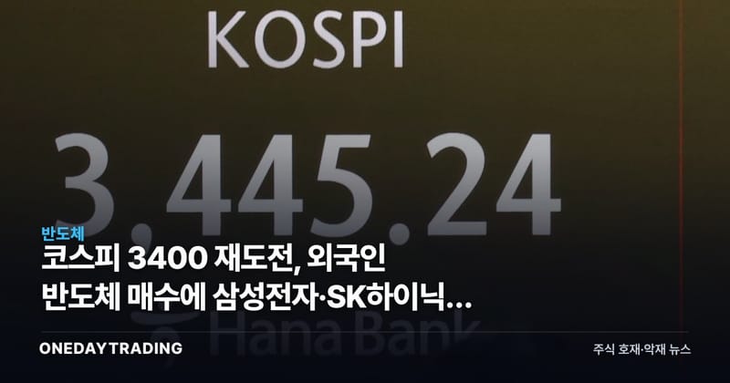 코스피 3400 재도전, 외국인 반도체 매수에 삼성전자·SK하이닉스 주도력