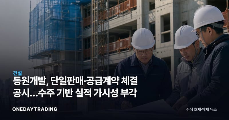 동원개발, 단일판매·공급계약 체결 공시…수주 기반 실적 가시성 부각
