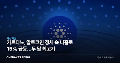 카르다노, 알트코인 정체 속 나홀로 15% 급등…두 달 최고가