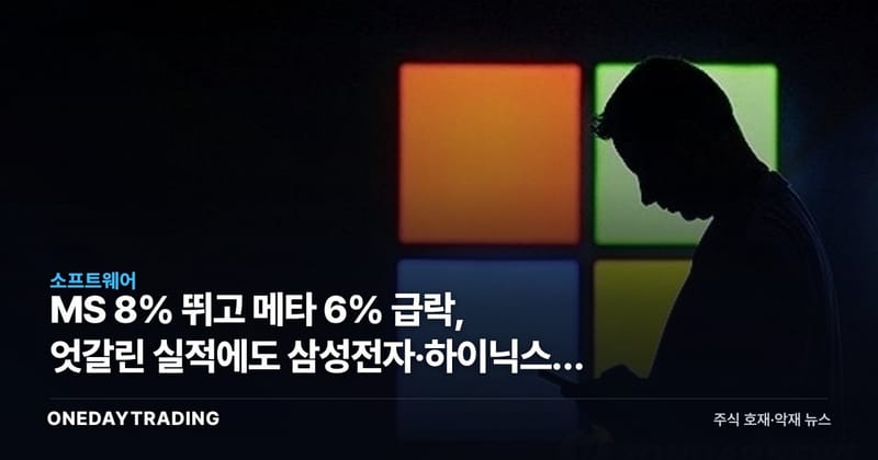 MS 8% 뛰고 메타 6% 급락, 엇갈린 실적에도 삼성전자·하이닉스는 웃는다