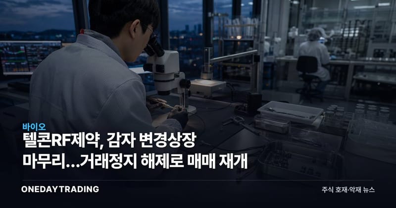 텔콘RF제약, 감자 변경상장 마무리…거래정지 해제로 매매 재개