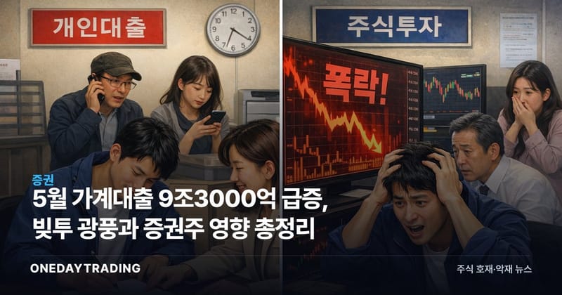 5월 가계대출 9조3000억 급증, 빚투 광풍과 증권주 영향 총정리