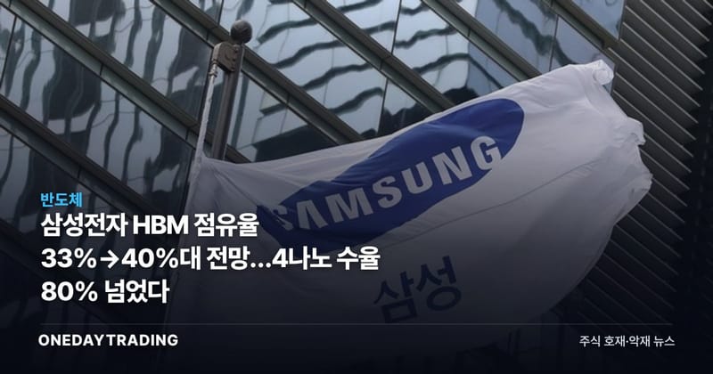 삼성전자 HBM 점유율 33%→40%대 전망…4나노 수율 80% 넘었다