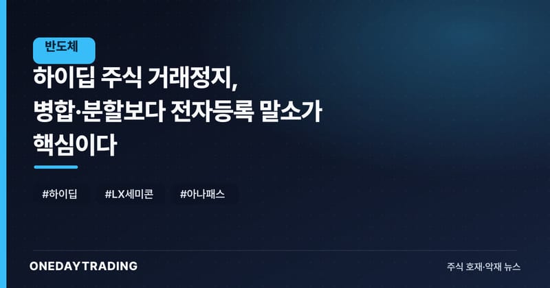 하이딥 주식 거래정지, 병합·분할보다 전자등록 말소가 핵심이다