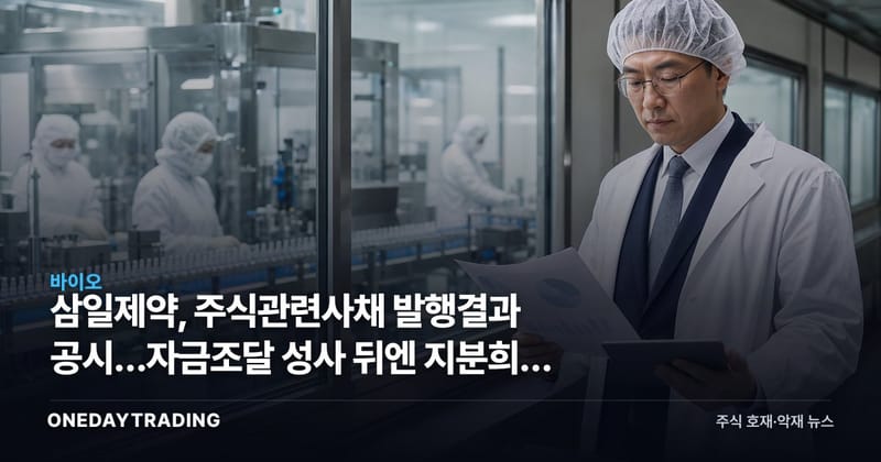 삼일제약, 주식관련사채 발행결과 공시…자금조달 성사 뒤엔 지분희석 변수