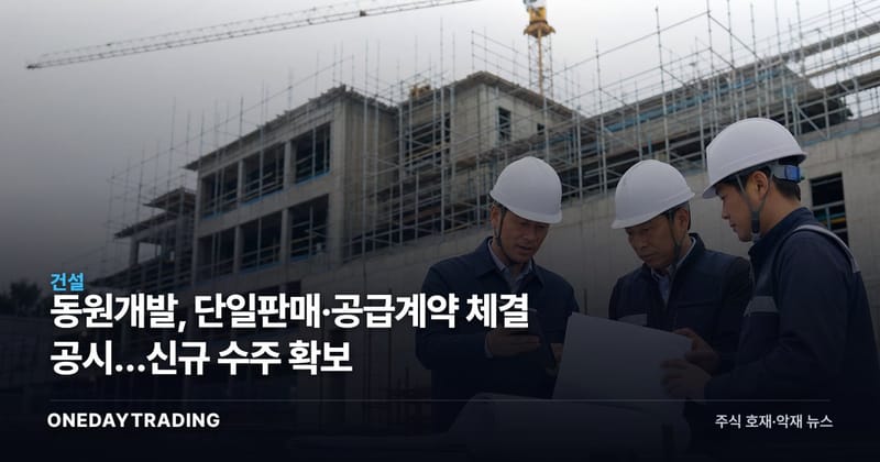 동원개발, 단일판매·공급계약 체결 공시…신규 수주 확보