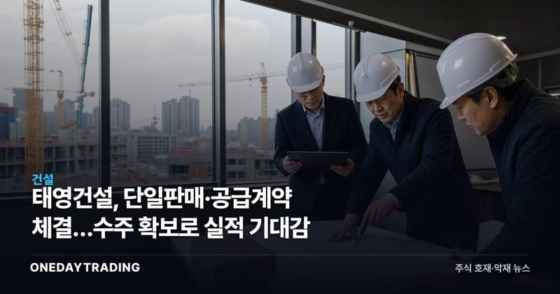 태영건설, 단일판매·공급계약 체결…수주 확보로 실적 기대감