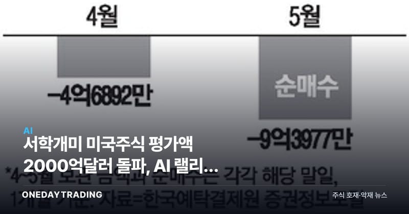 서학개미 미국주식 평가액 2000억달러 돌파, AI 랠리가 만든 기록