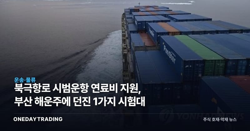 북극항로 시범운항 연료비 지원, 부산 해운주에 던진 1가지 시험대