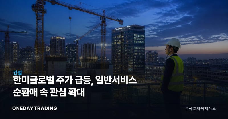 한미글로벌 주가 급등, 일반서비스 순환매 속 관심 확대