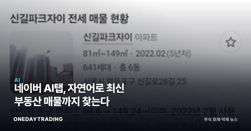 네이버 AI탭, 자연어로 최신 부동산 매물까지 찾는다