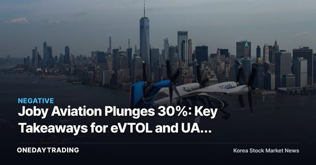 Joby Aviation Plunges 30%: Key Takeaways for eVTOL and UAM Theme Investors