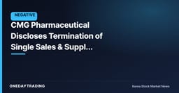 CMG Pharmaceutical Discloses Termination of Single Sales & Supply Contract — A Signal to Check for a Revenue Gap