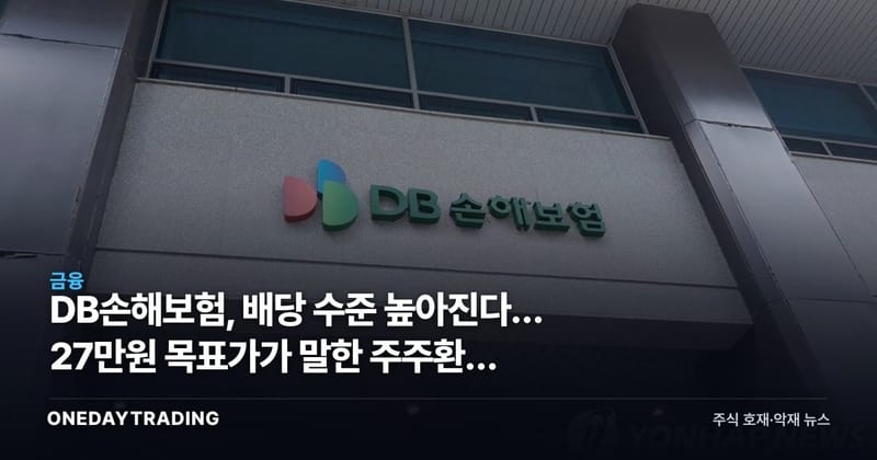 DB손해보험, 배당 수준 높아진다… 27만원 목표가가 말한 주주환원 재평가