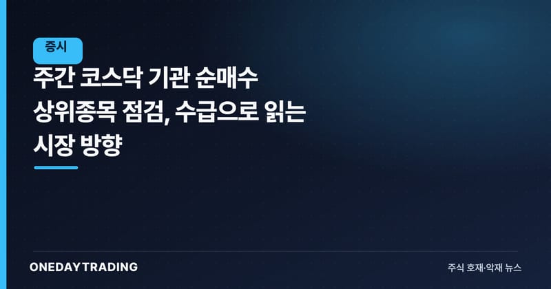 주간 코스닥 기관 순매수 상위종목 점검, 수급으로 읽는 시장 방향
