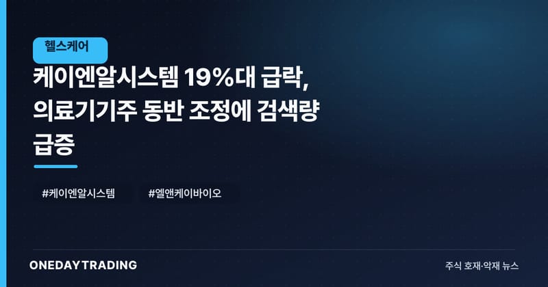 케이엔알시스템 19%대 급락, 의료기기주 동반 조정에 검색량 급증