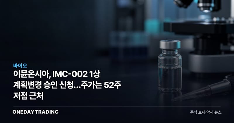 이뮨온시아, IMC-002 1상 계획변경 승인 신청…주가는 52주 저점 근처