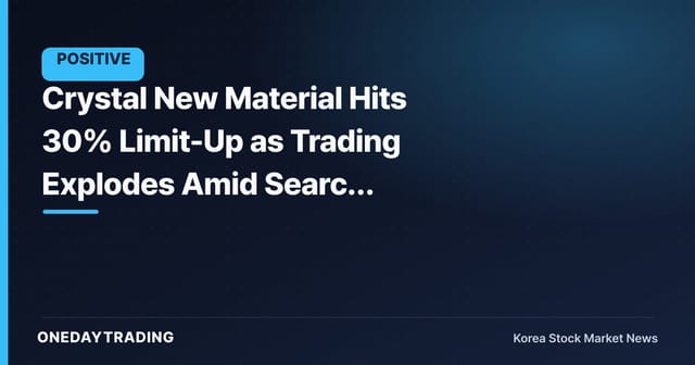 Crystal New Material Hits 30% Limit-Up as Trading Explodes Amid Search Volume Surge