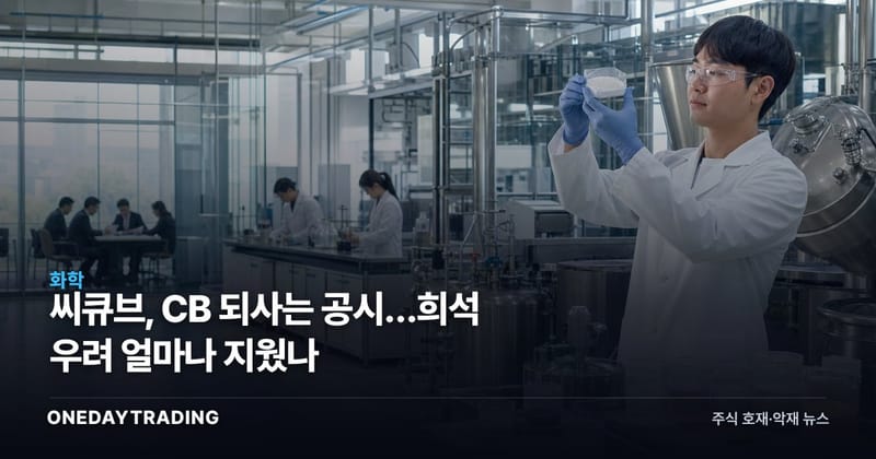 씨큐브, CB 되사는 공시…희석 우려 얼마나 지웠나