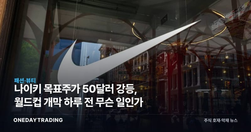 나이키 목표주가 50달러 강등, 월드컵 개막 하루 전 무슨 일인가