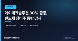 에이테크솔루션 30% 급등, 반도체 장비株 동반 강세