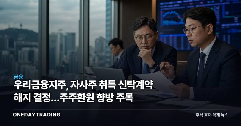 우리금융지주, 자사주 취득 신탁계약 해지 결정…주주환원 향방 주목