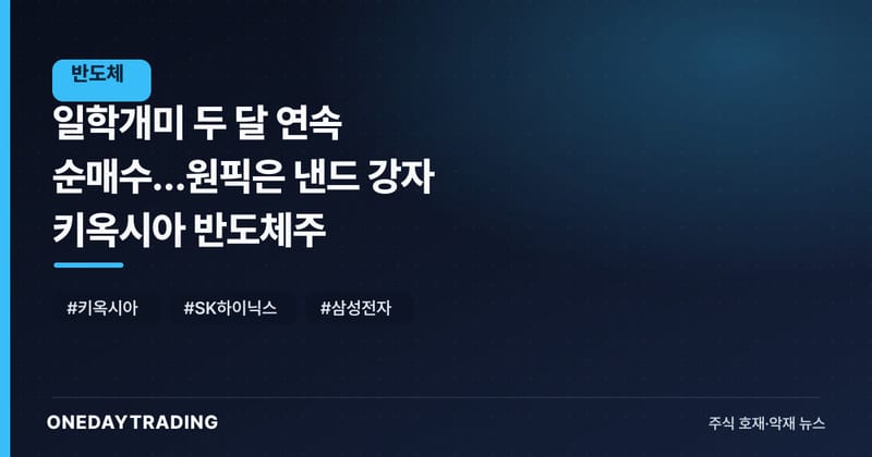 일학개미 두 달 연속 순매수…원픽은 낸드 강자 키옥시아 반도체주