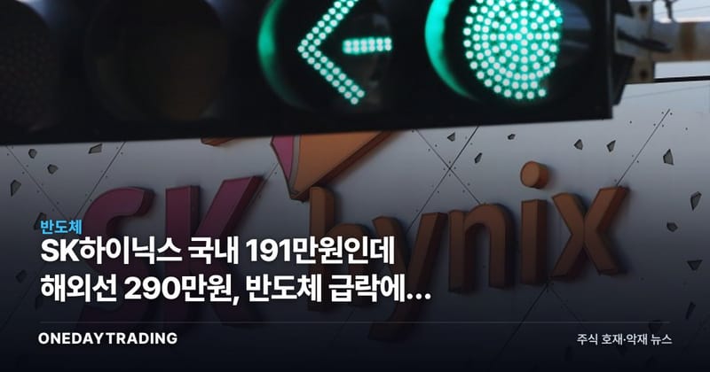 SK하이닉스 국내 191만원인데 해외선 290만원, 반도체 급락에도 커진 가격차