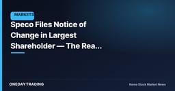 Speco Files Notice of Change in Largest Shareholder — The Real Test Is Order Backlog, Not Ownership Stake