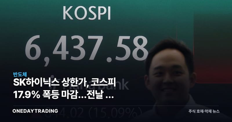 SK하이닉스 상한가, 코스피 17.9% 폭등 마감…전날 판 개미만 울었다